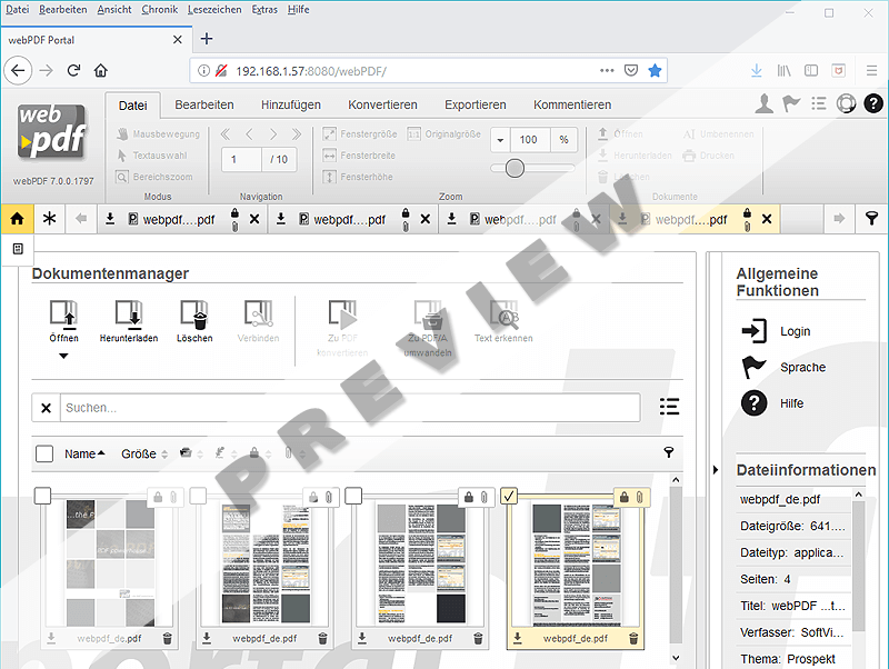 Screenshot vom neuen Portal