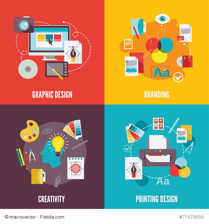 Graphic design icons flat