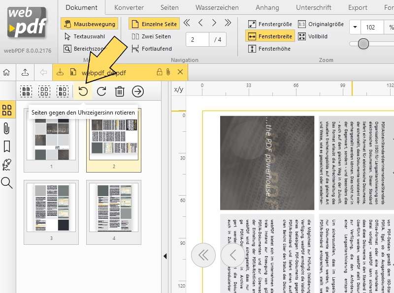 Rotate pages in a PDF