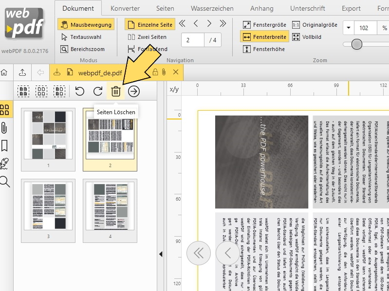 Seiten im PDF löschen